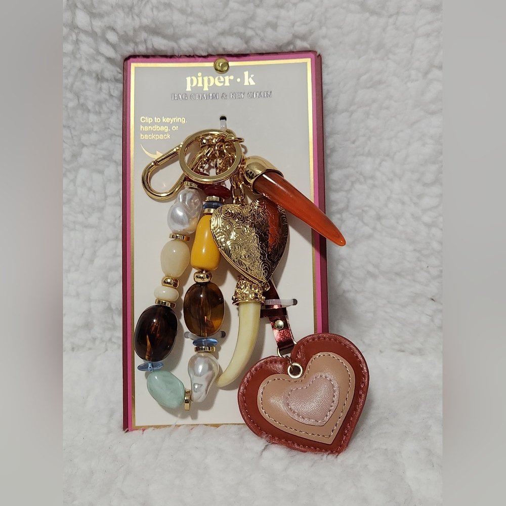 piper·k Multicolor Heart Beaded Key & Bag Charm